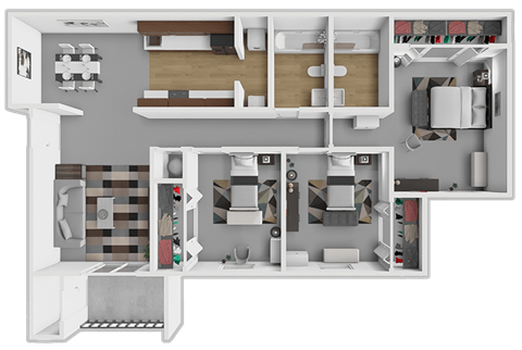 a rendering of a 3d floor plan of a house